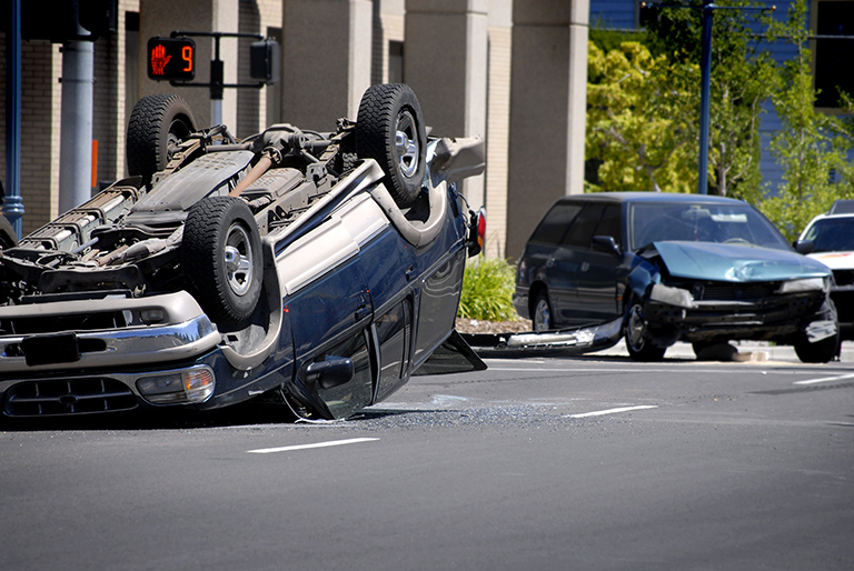 car roll over accident