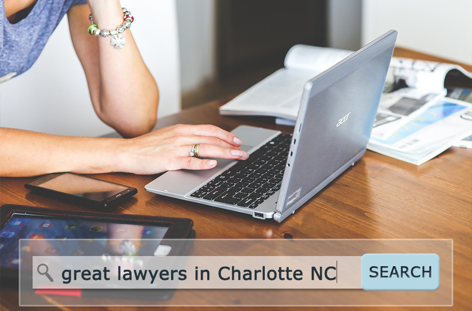 woman search online for a lawyer in Charlotte NC